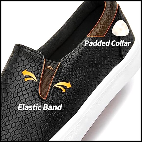 Synthetic Leather Slip-On Sneakers with Padded Collar, Comfortable Loafers - Picture 3 of 6